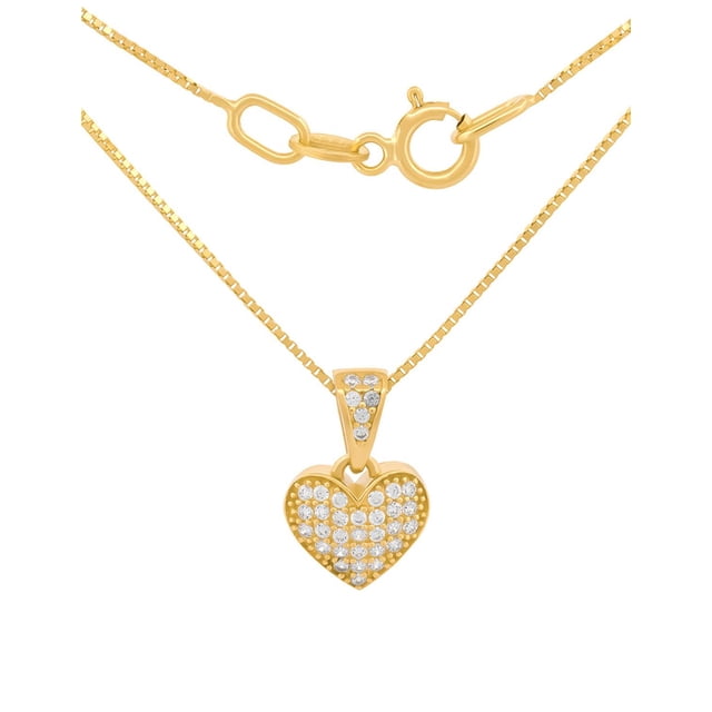 Cadena Gargantilla Corazon Zirconias 0.9 cm Oro Solido 14k