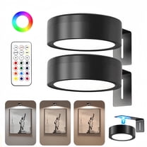 2 Pack Picture Lights for Wall, Battery Operated Picture Light with 3 Color Temps and 13 RGB, Painting Light with Remote Dimmable Timer, Wall Lights for Picture Frames, Black