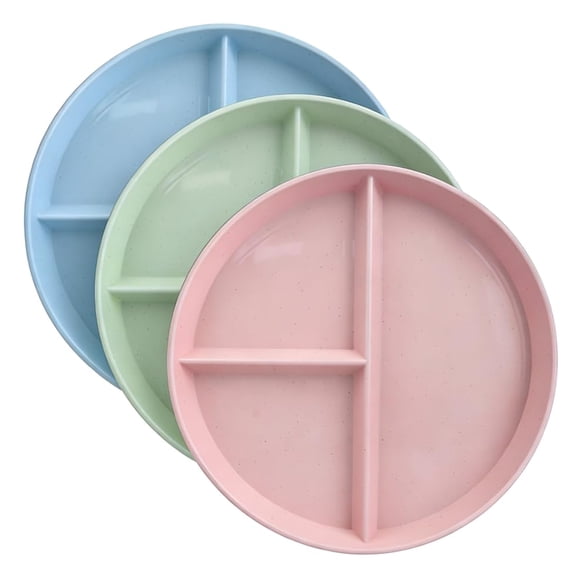 Miaocao 3 Pack Divided Plates for Adults, Portion Control Plates Compartment Dinner Plate, Lightweight Reusable Dinnerware Plates Dishwasher & Microwave Safe