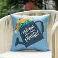 thumbnail image 2 of Mainstays Bloom Watering Can Reversible Outdoor Throw Pillow 16 Inch Blue Novelty and Floral, 2 of 6