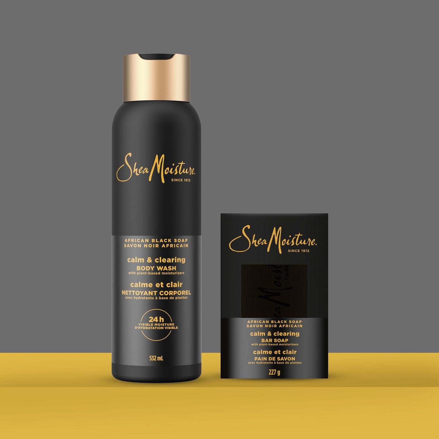 SheaMoisture Body Wash Calm and clearing body wash African Black Soap for 24H Visible Moisture for Healthy, Glowing Skin 532 ml, 532mL