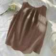 thumbnail image 5 of TKYCMSUAKI Womens Linen Tank Tops Plus Size Round Neck Sleeveless Shirts Solid Color Casual Textured T-Shirts Summer Basic Tee, 5 of 5