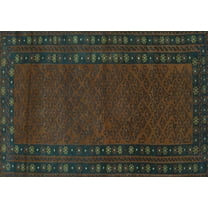 Ahgly Company Machine Washable Indoor Rectangle Southwestern Turquoise Blue Country Area Rugs, 5' x 7'