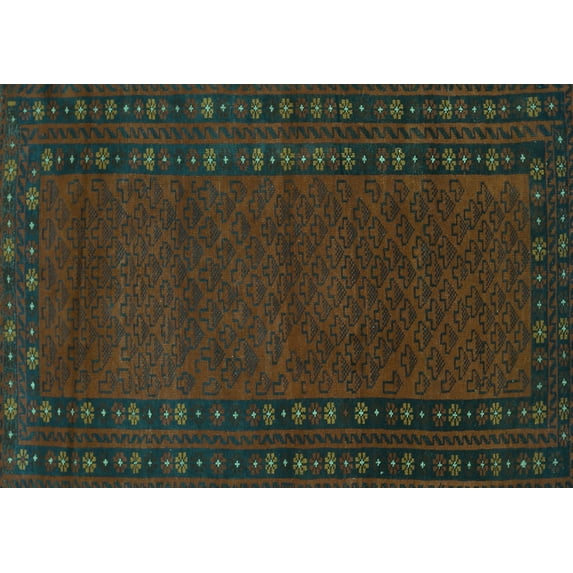 Ahgly Company Indoor Rectangle Southwestern Turquoise Blue Country Area Rugs, 8' x 10'