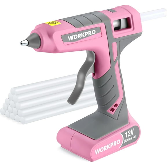 Full-size cordless hot melt glue gun - 12V rechargeable quick pre-heating glue gun kit