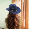 thumbnail image 2 of Women Men Cowboy Hat Ethnic Style Woolen Western Hat for Party, 2 of 4