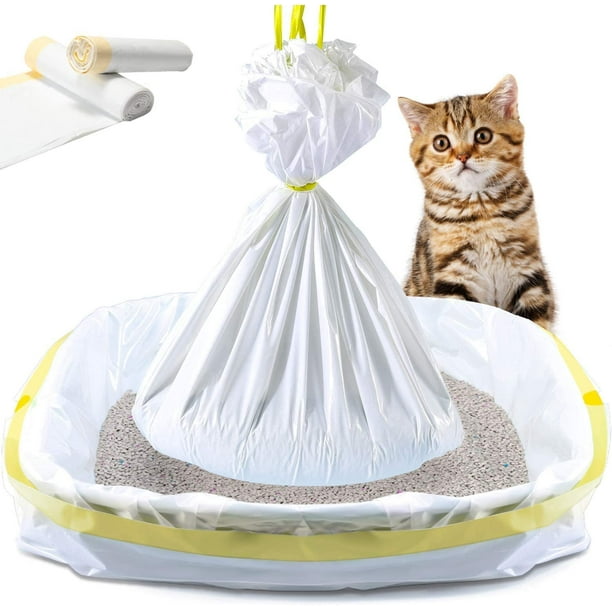 Walbest Cat Litter Box Liners, 7Pcs/Roll Drawstring Kitty Litter Pan