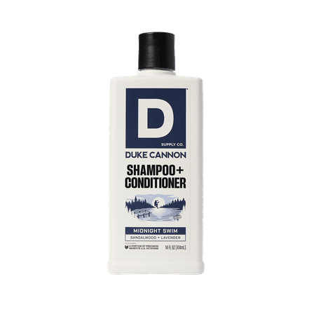 Duke Cannon 2-in-1 Shampoo and Conditioner Hair Wash, Midnight Swim, 14 fl oz