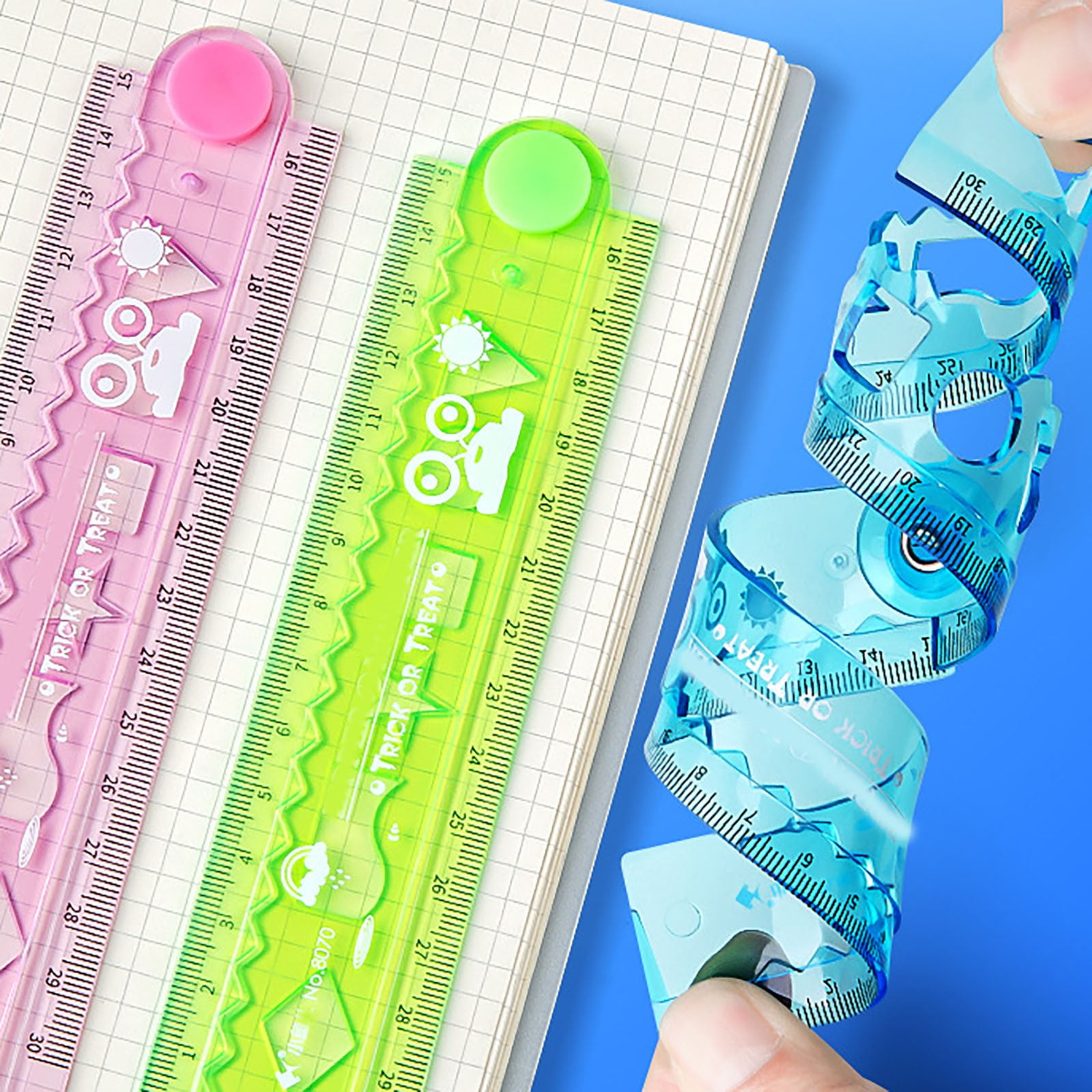 Awwp Foldable Soft Ruler 30cm/12 Inch, Flexible PVC Bendable Ruler, Shatterproof Clear Measuring Tool for Classroom, Artists, Office Home Use, Lightweight Portable​