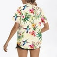 thumbnail image 4 of Horkkom Short Sleeve Button Up Women Summer Plus Size Hawaiian Shirts Casual Floral Print V Neck Cardigan Yellow S, 4 of 5