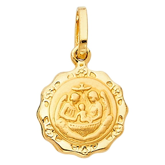 Ioka-14K Yellow Gold Baptism Religious Charm Pendant For Necklace or Chain