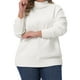 thumbnail image 1 of Suéter de Talla Grande para Mujeres Agnes Orinda, Cuello Alto, Manga Larga, Casual, Pullover, Tejido, Tallas 1X, Blanco, 1 of 5