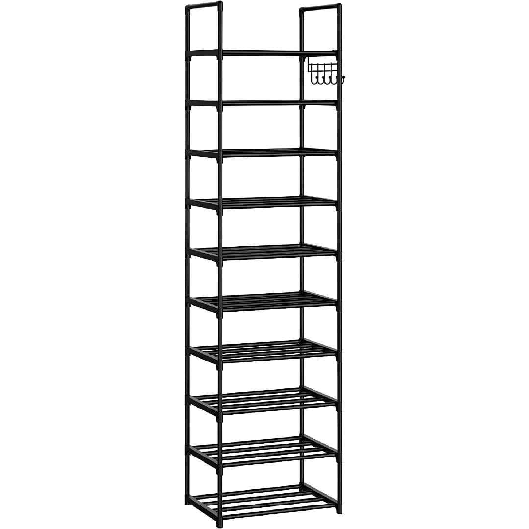 Narrow Shoe Rack 10 Tiers Tall Vertical Corner Shoe Rack for Closet