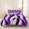 thumbnail image 3 of Twin Quilt Set 68''x86'', Purple White Moire Lightweight Summer Bedspread Coverlet Set with 2 Pillow Shams, Modern Abstract Art Breathable All Season Quilt Bedding for Dorm/Bedroom, 3 of 9