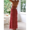thumbnail image 6 of Womens Y2k Maxi Skirt Set Backless Lace Halter Crop Top and Long Skirt Sets Beach Dress 2 PCS Outfit Brick Red S, 6 of 7