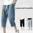 thumbnail image 5 of Kadahis Men's Casual Linen Capri Pants Drawstring Summer Beach Yoga Trousers, 5 of 5