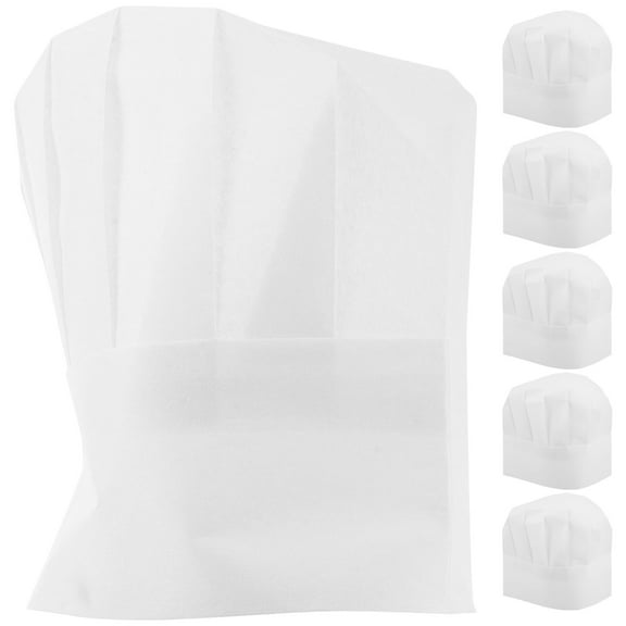 Amosfun 20Pcs White Tall Chef Hats Adjustable Fit Disposable Kitchen Cooking Caps
