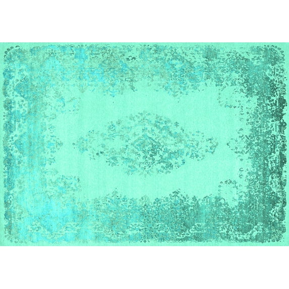 Ahgly Company Indoor Rectangle Persian Turquoise Blue Traditional Area Rugs, 2' x 4'