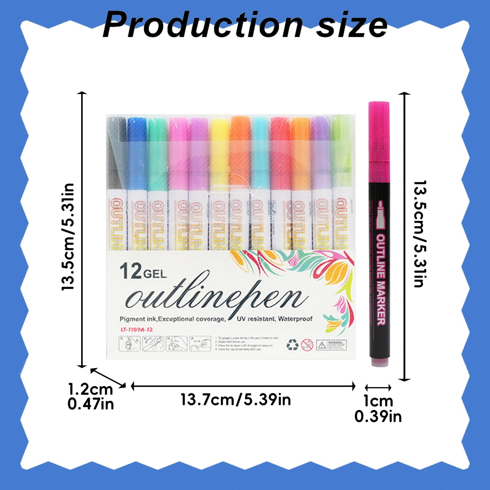 Harlik Double Line Outline Metallic Markers with Glitter Effect, 2Mm Medium Tip Art Pens for Greeting Cards, Diy Crafts, Scrapbooking, Drawing on Dark Paper, Smooth Writing with Vibrant Colors
