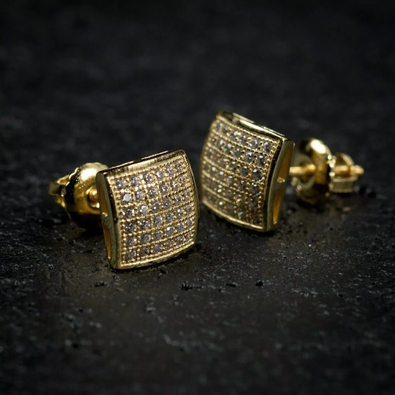 1.50 CT Round Cut Simulated Diamond Stud Earrings, 14K Yellow Gold Plated Sterling Silver for Women