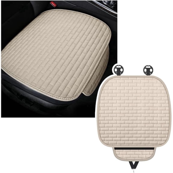 Car Seat Covers Front Seats,Non-Slip & Breathable Car Front Seat Cover with Lattice Design,Universal Bottom Seats Covers for Cars with Storage Pockets Cars Interior Accessories Front Seat Biege