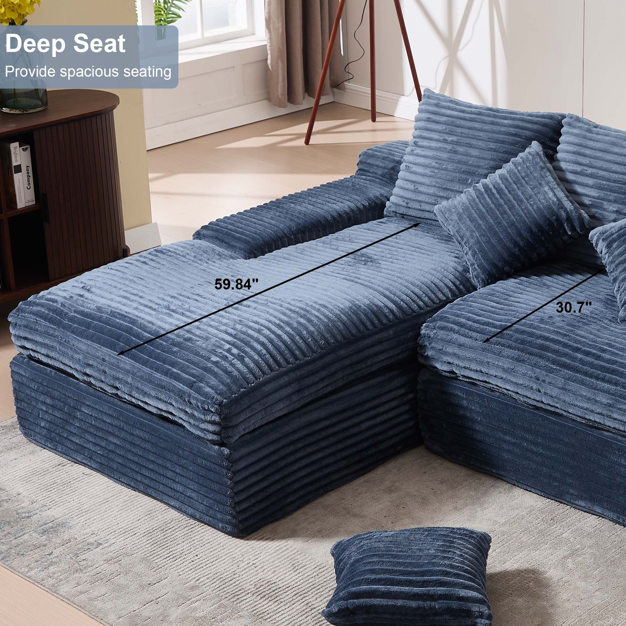ゆゆ GNIXUU 98.8” Modular Sectional Sofa, Cloud Boneless Couch