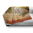 thumbnail image 3 of Summer Soft Flannel Fleece Throw Blanket, Sunset at the Beach Flip Flops Umbrella and Palm Trees Illustration, Cozy Plush for Indoor and Outdoor Use, 70" x 90", Orange and Yellow, by Ambesonne, 3 of 6