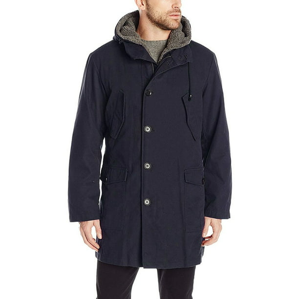DKNY - dkny men's dickson 38 inch hooded raincoat with removable sherpa ...