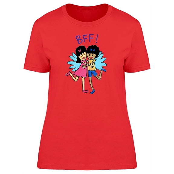 Cute Girls Best Friends Cartoon T-Shirt Women -Image by Shutterstock, Female Small