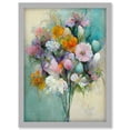 thumbnail image 1 of Watercolour Pink Orange And Teal Spring Flower Bouquet Illustration Artwork Framed Wall Art Print A4, 1 of 4