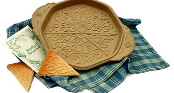 Brown Bag Ceramic Celtic Spring Shortbread Pan and Cookie Stamp Set of 2 Irish Symbols Kitchen Tools Backing Supplies Birthday Present Housewarming