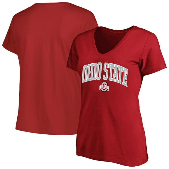 Women's Profile Scarlet Ohio State Buckeyes Plus Size Arch Over Logo Scoop Neck T-Shirt