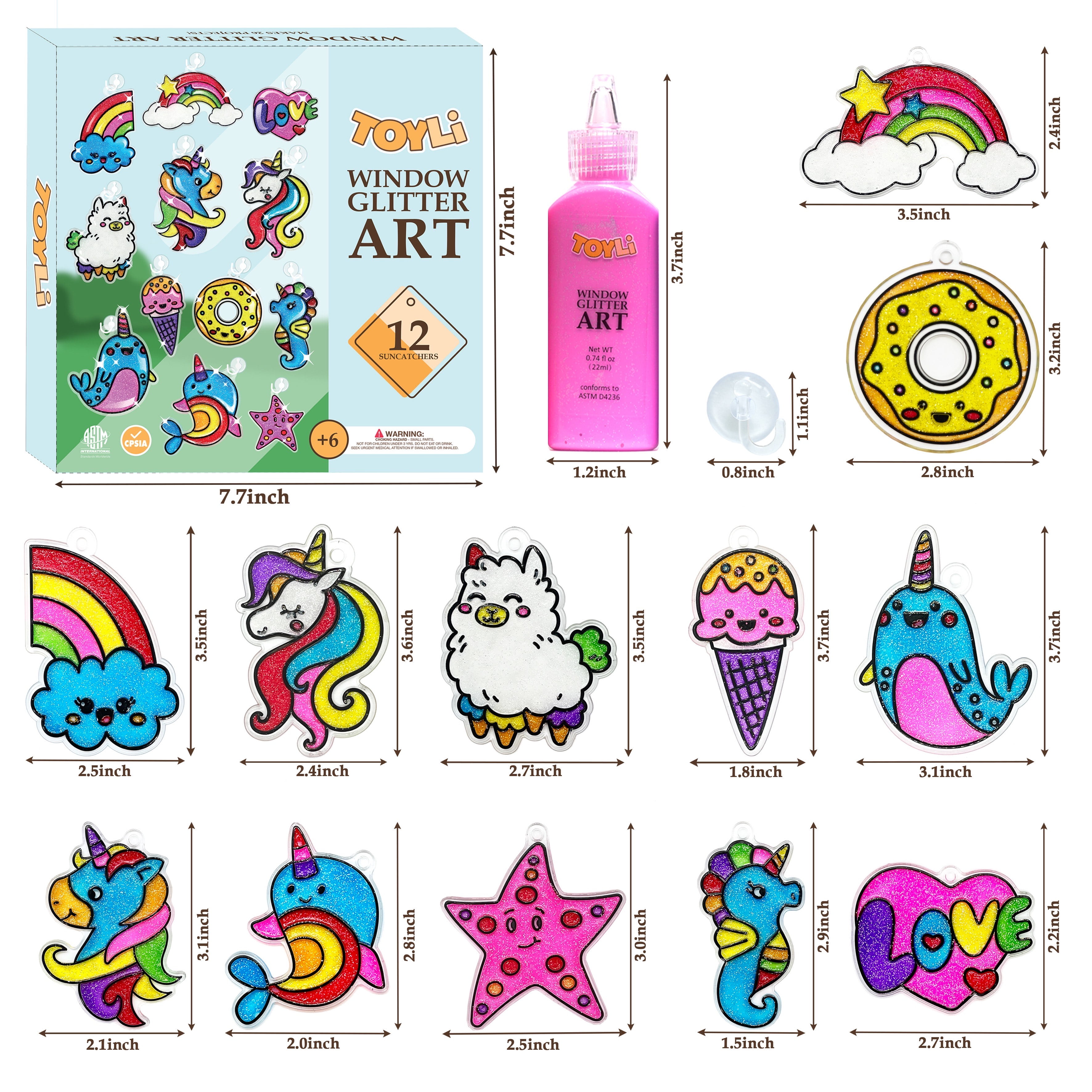 AVIASWIN Girls Toys Age 4-6-8 Window Art for Kids, Suncatchers Painting Kit, Arts and Crafts for Kids Ages 5 6 7 8 9 10, DIY PAI
