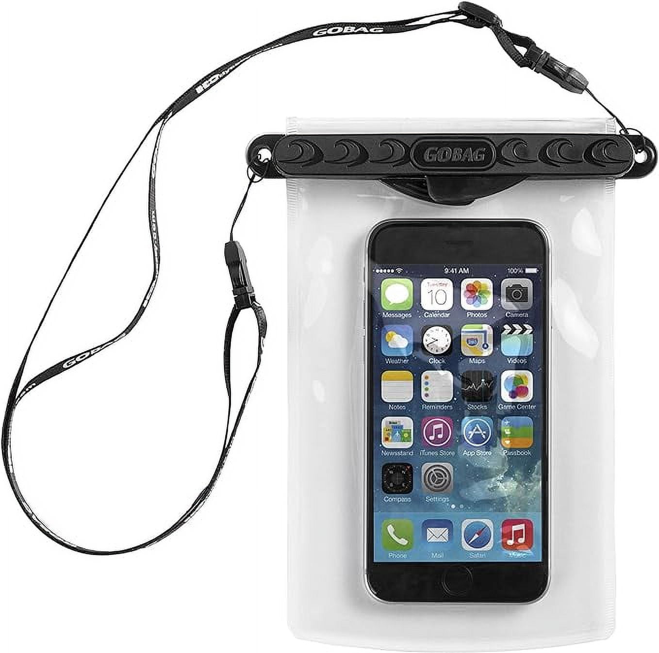 GoBag Dolphin Magnetic Self-Sealing Dry Bag, Black, 4.4" Wide x 6.4" Tall