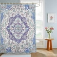 thumbnail image 2 of Bathroom Shower Curtain Purple Ethnic Flower Texture Waterproof Shower Curtains with Hooks, Abstract Geometric Seamless Bath Curtains Bathtub Curtain Home Decor 36x72in, 2 of 9