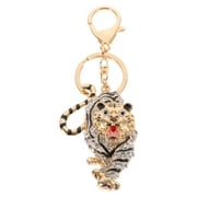 Tiger Shaped Key Chain Hanging Keychain Rhinestone Key Ring Bag Hanging Pendant