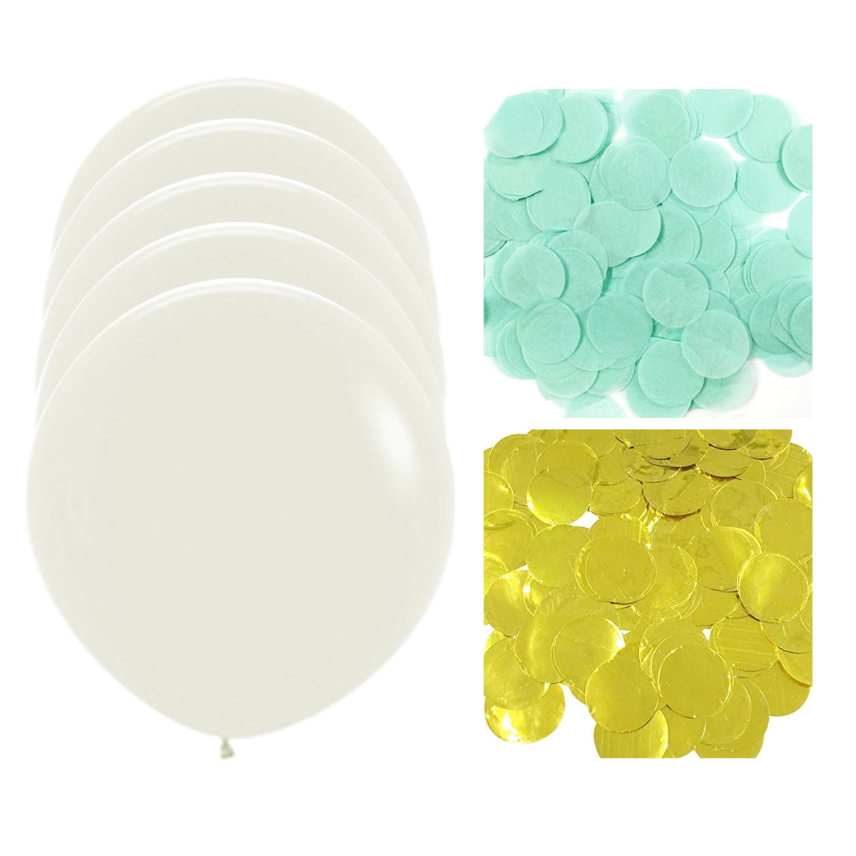 Set of 5 36" Confetti Balloon Jumbo Clear Latex Balloons with Confetti Party Decoration Mint