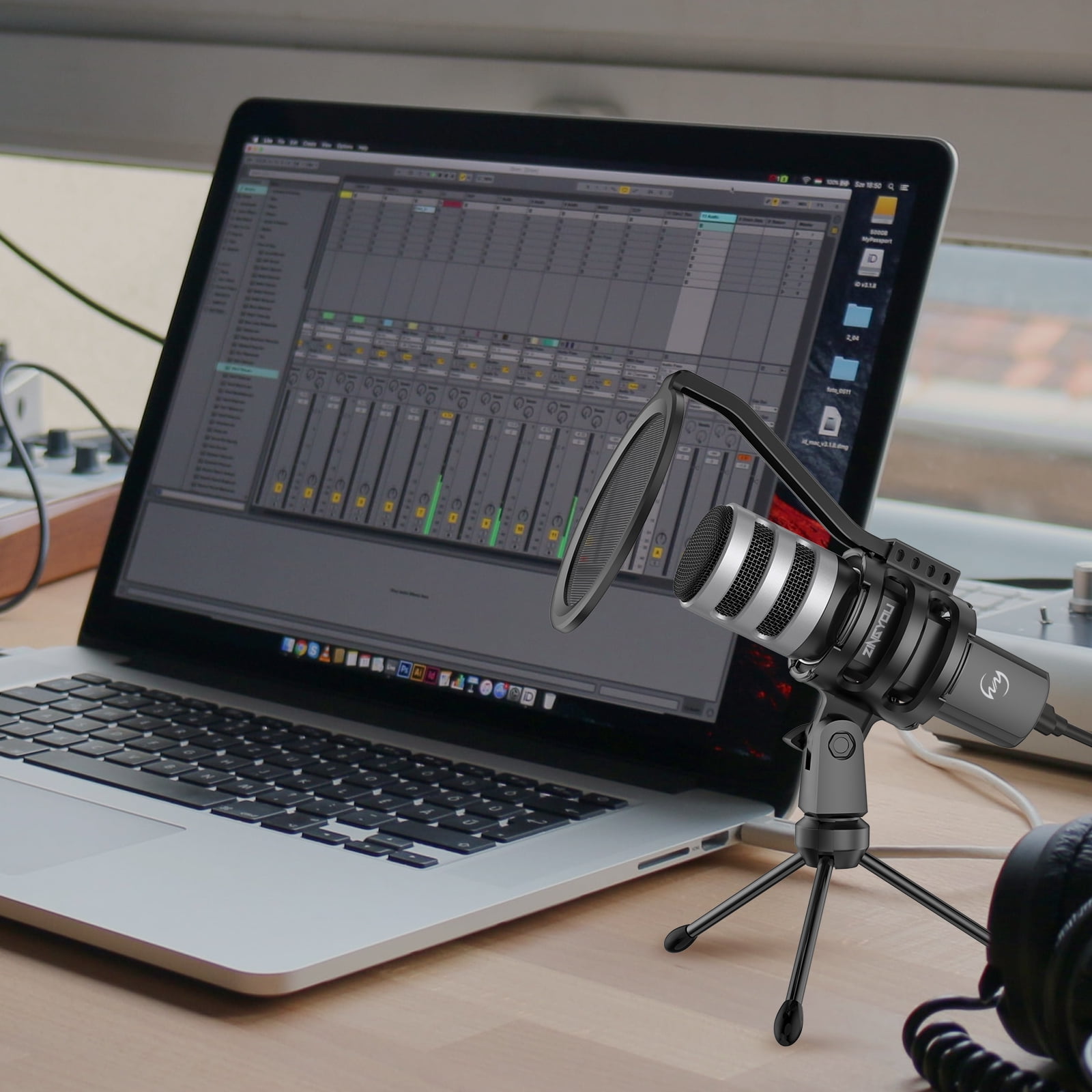 ZY-UD1 Silver ZINGYOU USB Microphone Bundle Desktop Computer Mic for Gaming Podcasting Recording Vocals Singing Compatible with Windows macOS Laptop Computer 