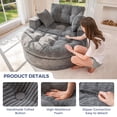 thumbnail image 7 of BYBYME Sofa Couch and Round Chaise Lounge,L Shaped Cloud-Plush Corduroy Boneless Floor Sofa Bed,Tufted Upholstered Sleeper Chair for Living Room,Dark Grey, 7 of 7