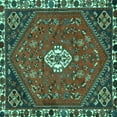 thumbnail image 1 of Ahgly Company Machine Washable Indoor Square Persian Turquoise Blue Traditional Area Rugs, 5' Square, 1 of 4
