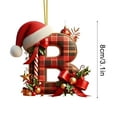 thumbnail image 2 of Buffalo Plaid Monogram Christmas Ornament, Flat Acrylic Personalized Initial Christmas Tree Ornament with Santa Hat, Xmas Stocking Tag, Farmhouse Rustic Monogram Decoration - Letter B, 2 of 5