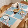 thumbnail image 5 of Easter Rabbit Tail Placemats Set of 12, Spring Floral Leaf Watercolor Easter Eggs Blue Wood Grain Non-Slip Place Mats Washable Table Mats for Kitchen Dining Table Decorations Indoor/Outdoor, 5 of 9