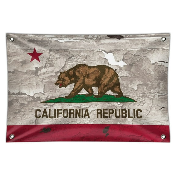 Rustic Distressed California State Flag Home Business Office Sign