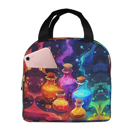 Insulated Lunch Bag for Women Men - Colorful Potion Bottles Magic Leakproof Cooler Lunch Box for Women Men  Lunch Tote Bags for Work School Picnic Travel