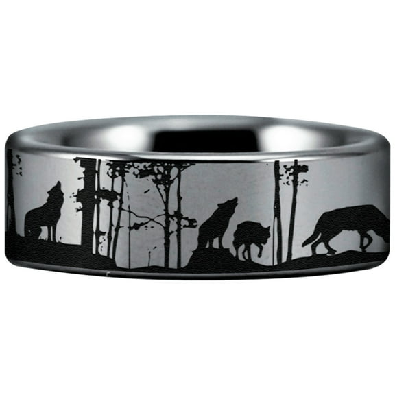 Tungsten Wolf Pack Ring