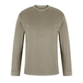 thumbnail image 3 of Blusas y camisas de manga larga con cuello redondo para hombre, informales, lisas, empalmadas, de manga larga, de alta elasticidad, que mantienen el calor, top de algodón para hombre, 3 of 5