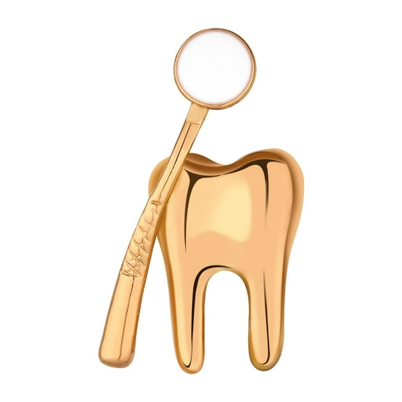 Broches de dientes de dibujos animados, alfileres de solapa de dientes, insignias de disfraces para mujeres y niñas Dorado
