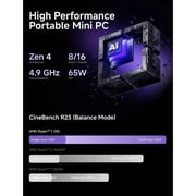MINISFORUM X1-255 Mini PC AMD Ryzen 7 255 32GB RAM 512GB SSD Desktop Computer, HDMI2.1|DP2.0|2xUSB4 Output, 1x Oculink Port, 2.5G RJ45 Port/WiFi7/BT5.4