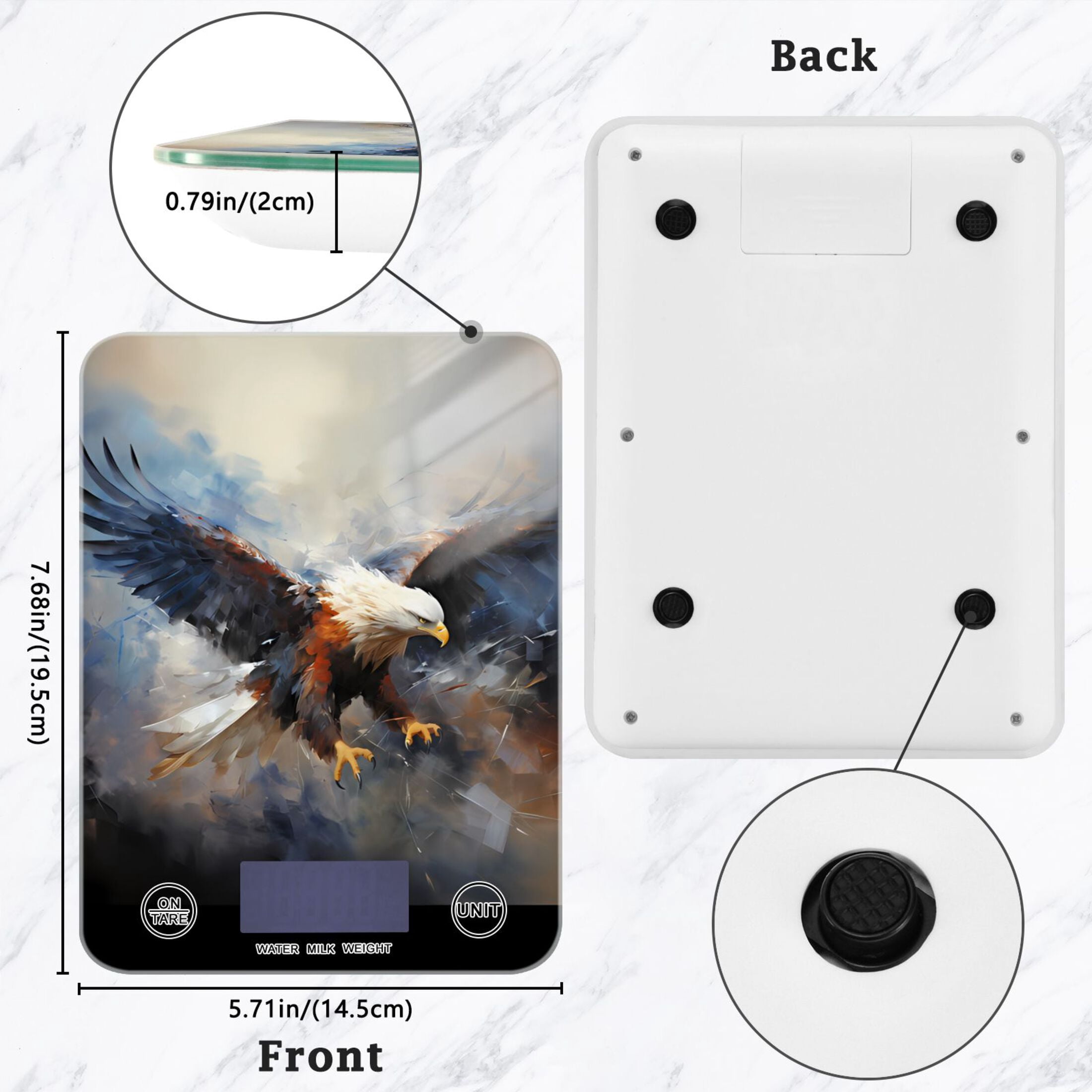 Eagle by Painting Food Scale Digital Kitchen Scale Waterproof Tempered Glass Tare Function 11 lb for Baking Cooking Meal Prep