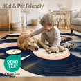 thumbnail image 4 of ODIKA 4'x6' Washable Area Rug Vinyl Vintage Music Disc Stacked Wave Groove Motif Minimalist for Home Office, Under Desk, Non-Slip Chair-Friendly, Flatwoven, 4 of 7